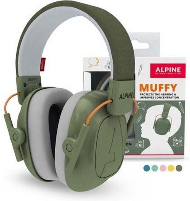 ALPINE MUFFY 兒童保護耳罩 25dB 降噪 專為兒童設計, 軍綠, 1個