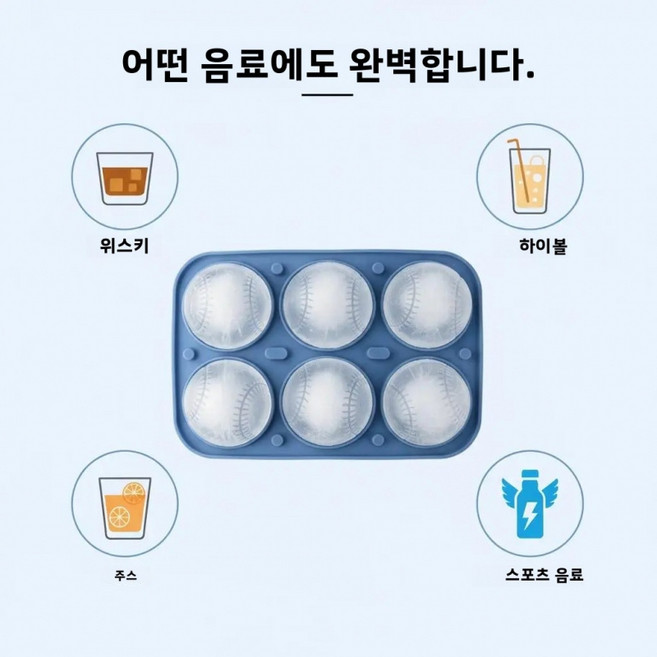 야구공 얼음틀 원형 아이스볼 몰드 대형 실리콘 얼음 트레이 냉장고 얼음얼리는통 위스키 하이볼 칵테일 아이스커피용 여름 가정 홈파티 아버지날 야구팬 선물, 1개, 럭비(임의의 색상)