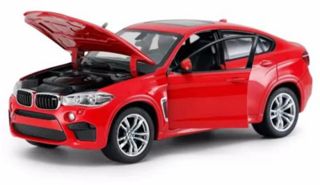 자동차다이캐스트 자동차모형 124 BMW X6 X6M SUV 쿠페 합금 모델 및 금속 차량 높은 시뮬레이션 컬렉션 선물, 1개, 2) 빨간