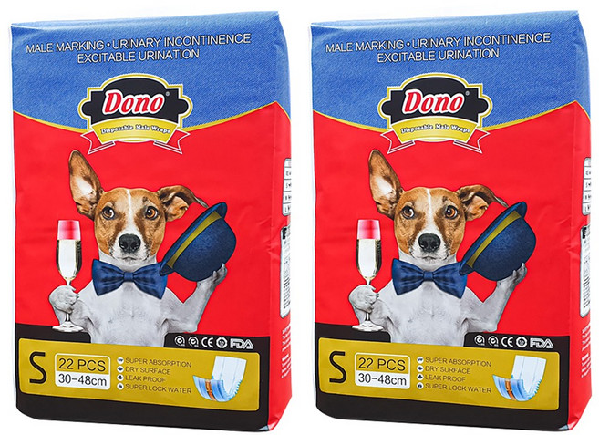 도노 수컷 강아지 기저귀 (블루진) 매너벨트 S, 소형, 22개입, 2개