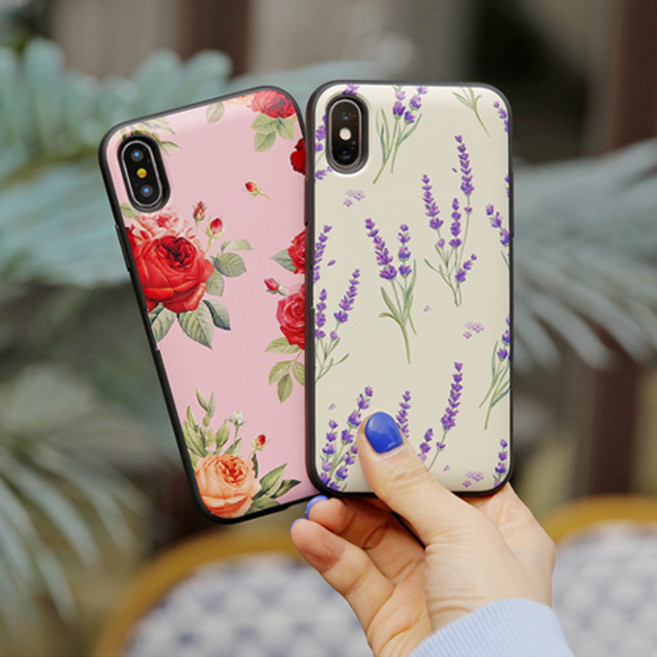 시안샵 TRY 카드도어범퍼케이스_수채화플라워 / 아이폰13 12 11 MINI PRO MAX 7 8 SE2 XS XR