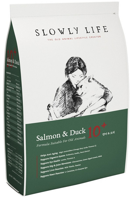 슬로울리라이프 연어 오리 (10~12세) 노령견 사료, 1개, 1.6kg, 연어+오리