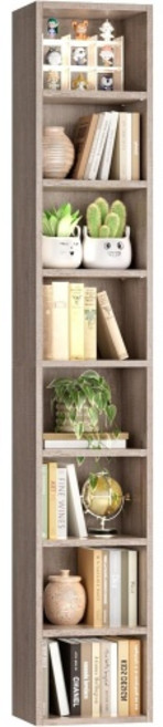 FOTOSOK 8단 미디어 타워 랙 11.6 X 9.3 70.9 인치 CD DVD 슬림 수납장 조절 가능한 선반 홈 오피스용 키가 큰 좁은 책장 디스플레이 블랙, 1, Oak