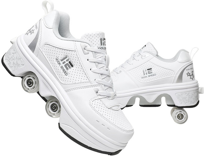 롤러슈즈 바퀴달린 바퀴휠 운동화 인라인 LED 힐리스 스케이트 롤러, 화이트LED