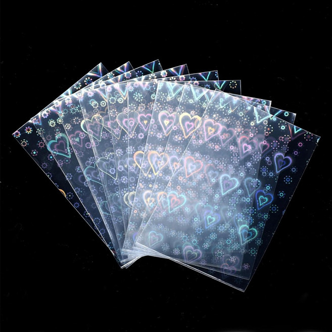 YGG 포토카드 홀로그램 슬리브 57x 88mm, 100개, 하트