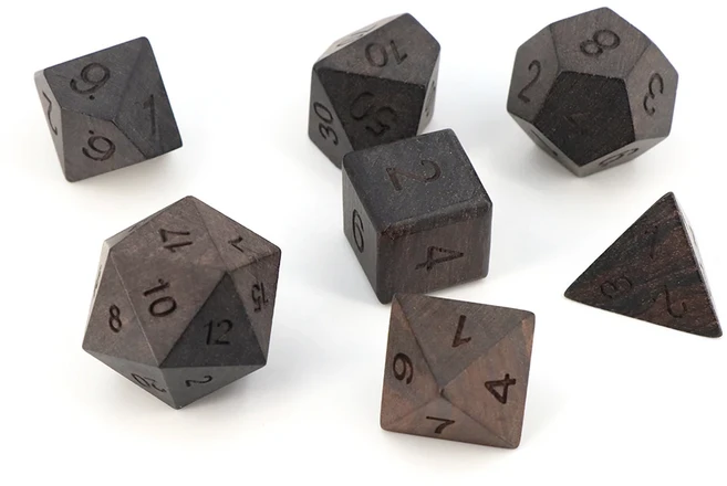 쿠쿠스토어 7개/세트 DND 나무 주사위 보드 게임 롤플레잉 던전 앤 드래곤 큐브 다면체 RPG, 03 padauk