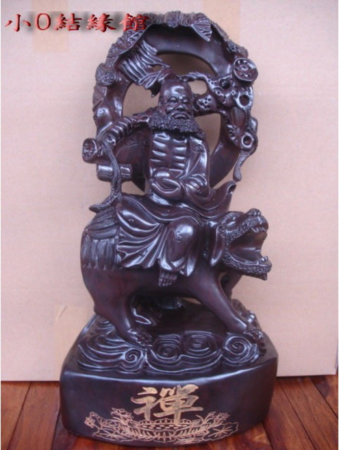 小O結緣館 仿古達摩擺飾 黑檀木雕刻工藝品, 1個