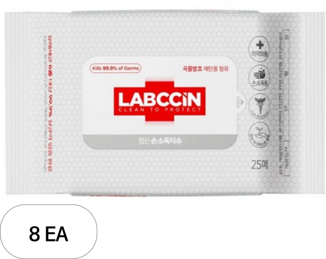 랩신 손소독 티슈, 25매, 8개