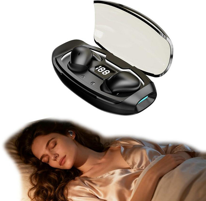 Xmenha 옆으로 자는 분들 수면 이어버즈[호환] 소형 미니 인비저블 작은 귀용 무선 블루투스 작고 눈에 띄지 않는 숨겨진 보이지 헤드폰 [호환], 블랙