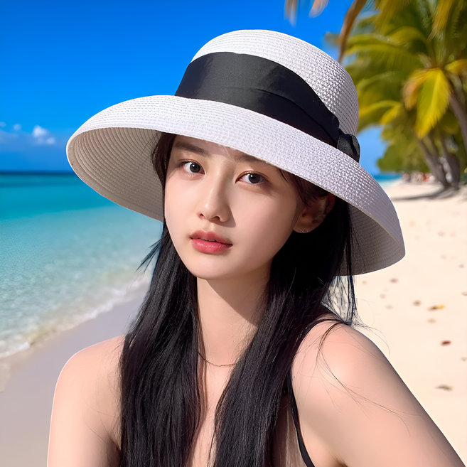 데일리바이블 여성 여름 선쉐이드 휴양지 햇빛 가리게 밀짚 모자