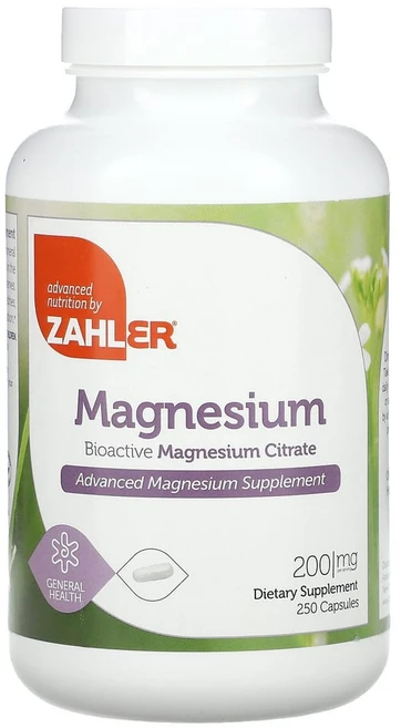 잘러 바이오액티브 마그네슘 시트레이트 200mg 캡슐, 1개, 250정 - 쿠팡