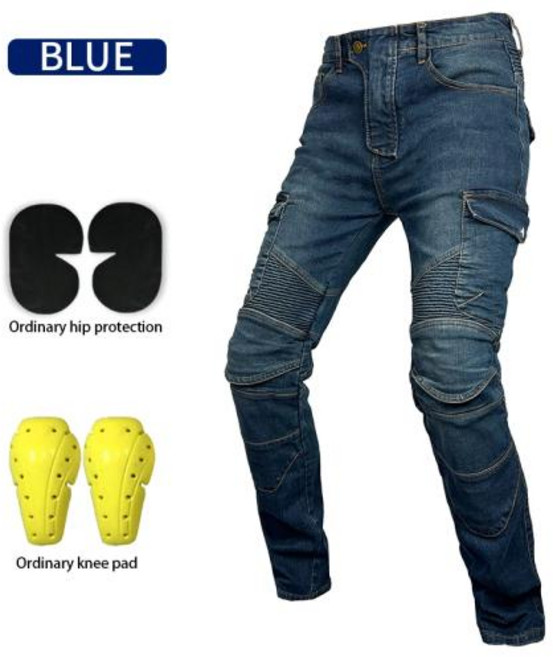 오토바이 라이딩진 바이크팬츠 방수청바지 여성용 모토 청바지 바지 보호 기어 라이딩 투어링 포함 여름, Blue with protect A
