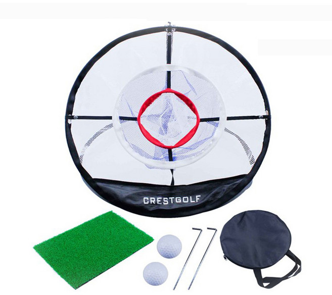 CRESTGOLF 근거리 골프스윙연습기 연습용 골프망 그물 어프로치 연습 네트 소형 휴대용 접이식 원형 정장, 1개