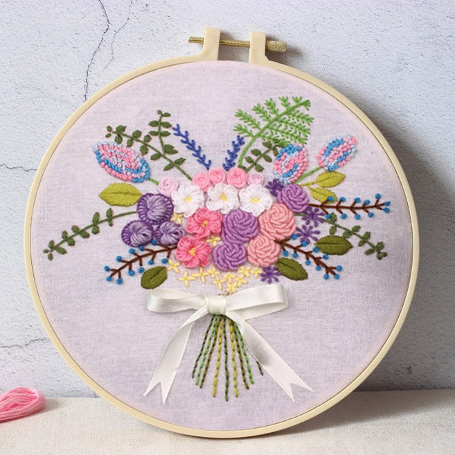 프랑스 자수 DIY 패키지 꽃 십자수 세트 키트 취미생활, 08.보라빛꽃길, 1개
