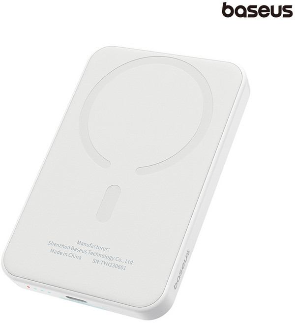 베이스어스 20W 무선 맥세이프 미니 고속충전 보조배터리 5000mAh, (화이트) P10022107223-00
