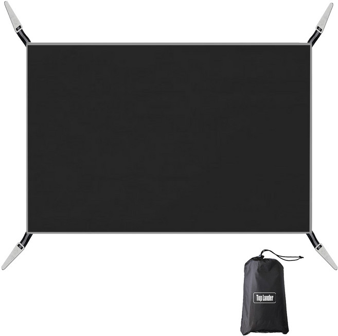 탑 랜더 일체형 팩 내장 방수 그라운드시트 풋프린트 텐트용 초경량 캠핑 방수포 휴대용, 블랙