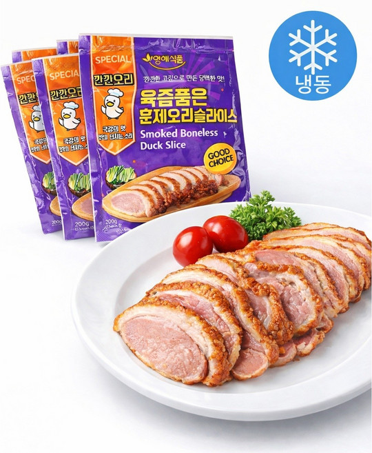 훈제오리 슬라이스, 200g, 5개