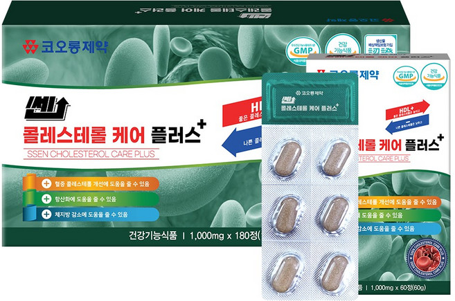 코오롱제약 콜레스테롤 케어솔루션 건강기능식품 다이어트 체지방감소, 1박스, 180정