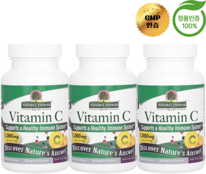 네이처스 앤서 3개X 비타민C 1000mg 베지 캡슐 100정, 3개 - 쿠팡