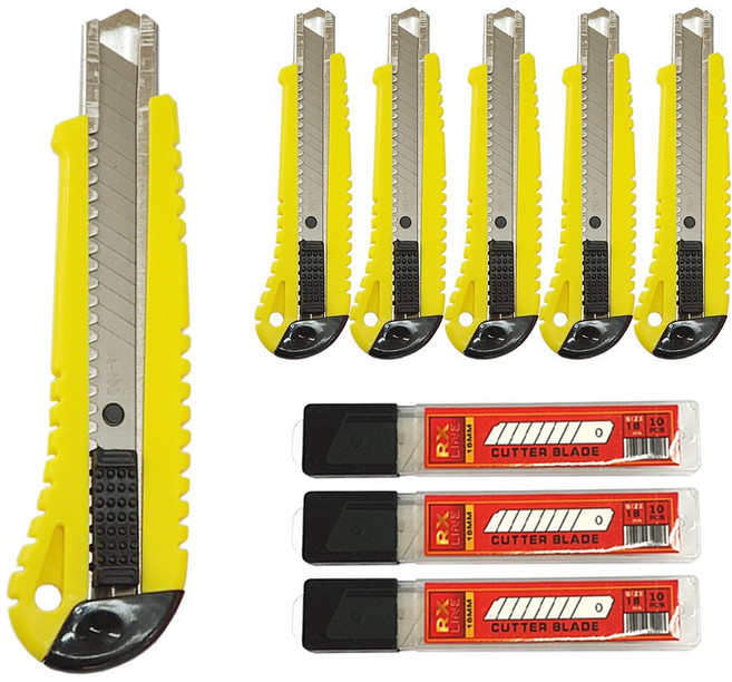 엠파이어 사무용 전문가용 대형 커터칼 SK408 노랑색 6개(날36개), 1세트