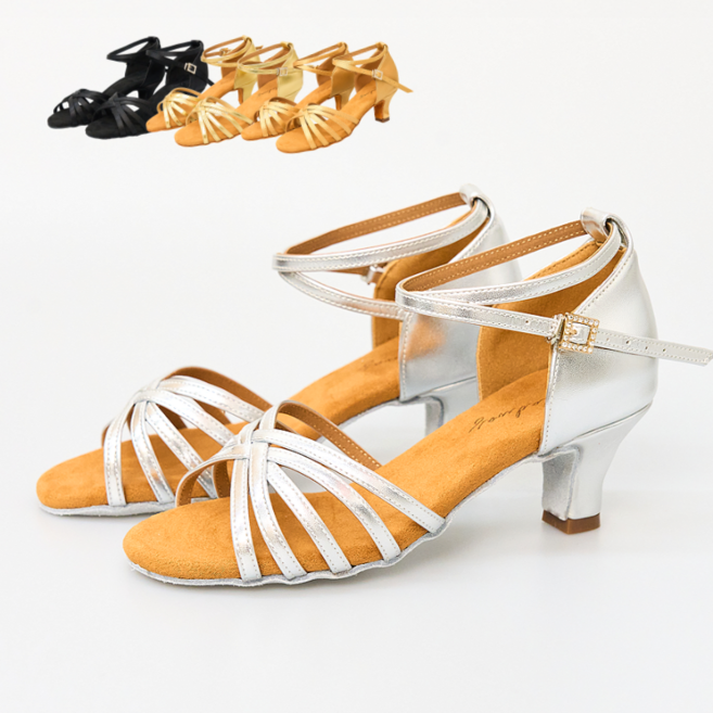 라라 디바즈 라틴 라인 스포츠 사교 댄스화 스퀘어 큐빅 버클 세무 바닥 5cm굽