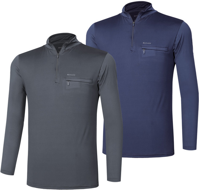 [이지바이] (1+1) 남성 가슴포켓 스판 집업 긴팔 티셔츠_작업복 코어액션