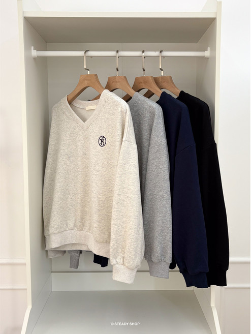 파로아 맨투맨 긴팔 브이넥맨투맨 나그랑맨투맨 오버핏맨투맨 무지맨투맨 라운드티 얇은맨투맨 긴팔티셔츠 박스티 여리 mtm (3colors)