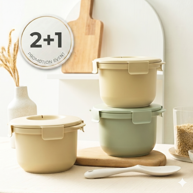 [3세트] 칼로볼 전자레인지 저당밥솥 국산 다이어트 찜기 자취생 저칼로리, 크림+크림+그린, 1세트