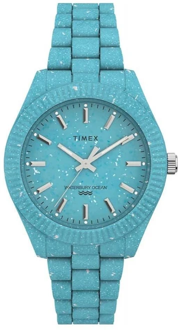 Timex 친환경 37mm 여성용 아날로그 시계 | 재활용 해양 플라스틱으로 제작 야광 핸드 마커 라이트 블루 원사이즈 워터버리 오션 - 쿠팡