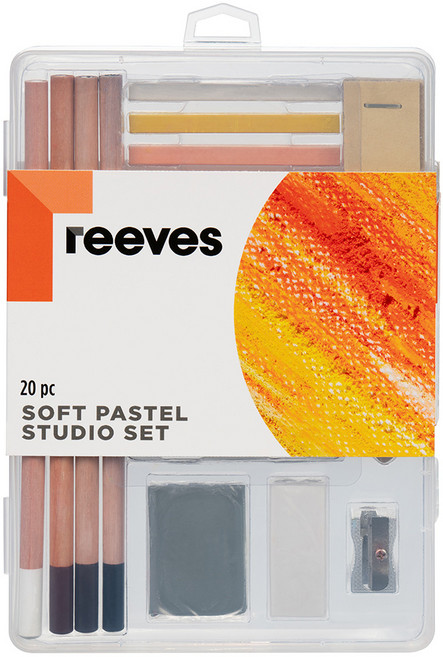 리브스 소프트 파스텔 스튜디오 세트 20pc 파스텔연필4색 파스텔스틱12색 보조용품 및 선물용 케이스 포함 취미미술, 1세트, 16색