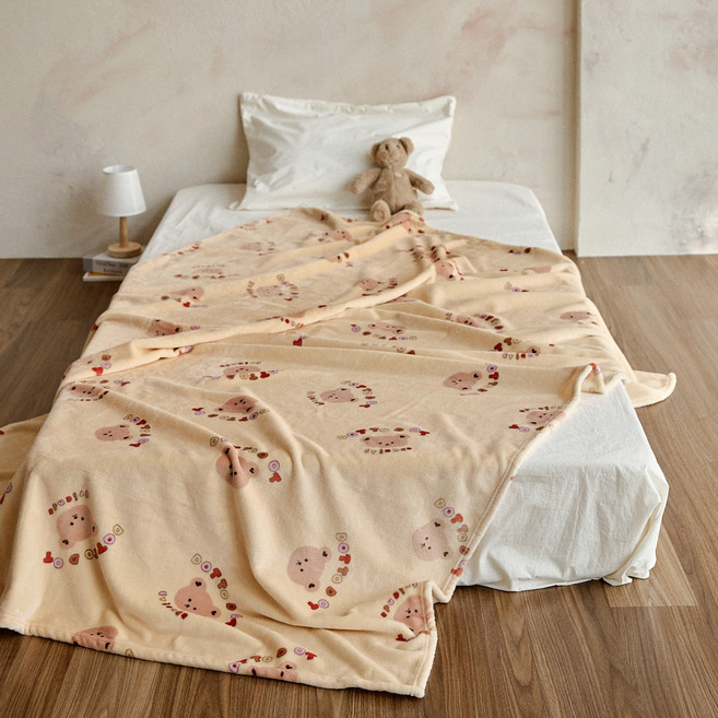 돗투돗 코지 밍크 극세사 아기 블랭킷 겨울 담요, 돗꼼(베이지)