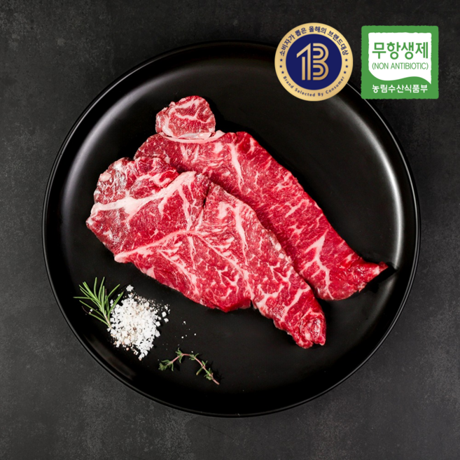 지인한우 무항생제 한우 1등급 채끝 (냉장), 200g, 1개