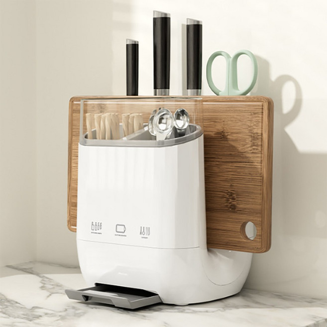 이지몰 칼꽂이 수저통 도마정리함 3in1 주방칼보관함 물빠짐 도마거치대, 1개, 화이트