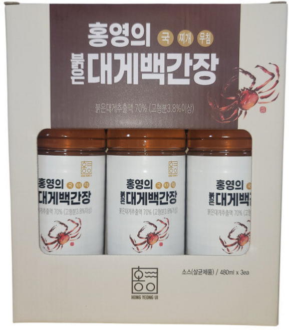 홍영의 붉은대게 백간장 프리미엄 만능간장 영덕홍게 맑은 어간장 코스트코, 3개, 480ml