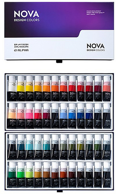 알파색체 노바 디자인컬러 Set 25ml 48색 / 실기실험전용 그림물감 단계별컬러 미술용품