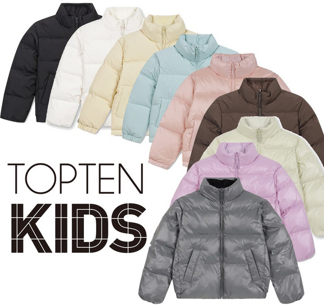 탑텐키즈 남아 여아 유행하는 가볍고 편안한 데일리 글로시 파스텔 숏패딩 점퍼