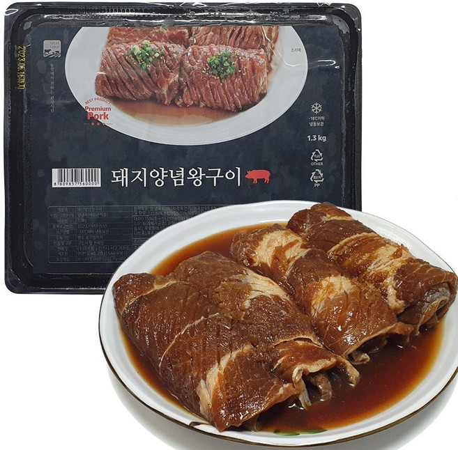 오늘은 고기 먹는날 고급 돼지양념 왕구이 4대 1.3kg 맛있게 먹고 행복하게 살자, 1개, 1