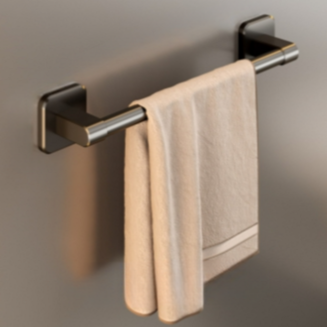 바이브라이프 무타공 수건걸이 욕실 수건거치대, 블랙, 1개