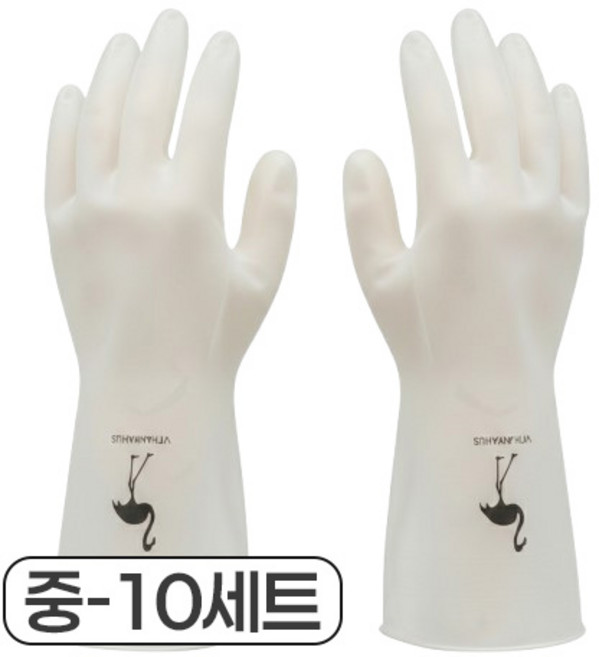 채움애 니트릴 고무장갑 설겆이 주방 청소 장갑, 10세트, 중(M), 화이트
