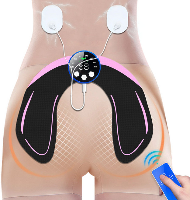 smabat EMS 힙 마사지기 힙 안마 패드 무선 충전 마사지 패드 힙업 시키기 8모드 19단계, 핑크