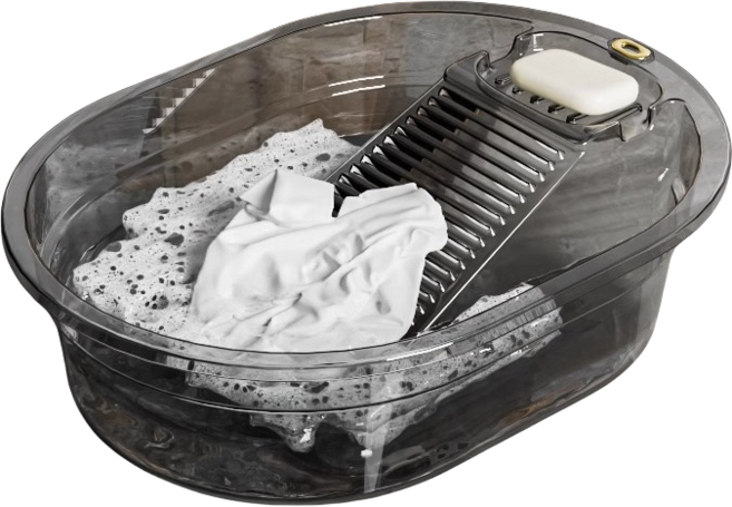 ISOON 손빨래 일체형 빨래판 대야 PET소재, 그레이, 1개