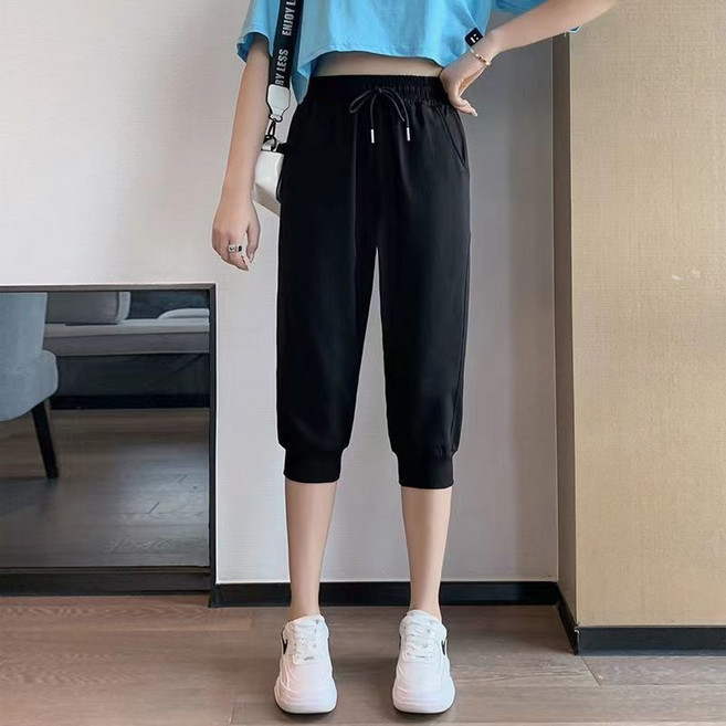 【Your】冰絲七分褲 女寬鬆時尚純色休閒運動馬褲