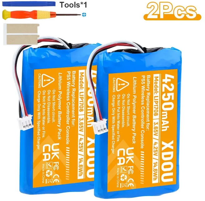 소니 호환 플레이 스테이션 5 LIP1708 Dualsense 게임 패드 컨트롤러 CFI-ZCT1W 용 4250mAh PS5 무선 배터, 01 2 PCS Battery