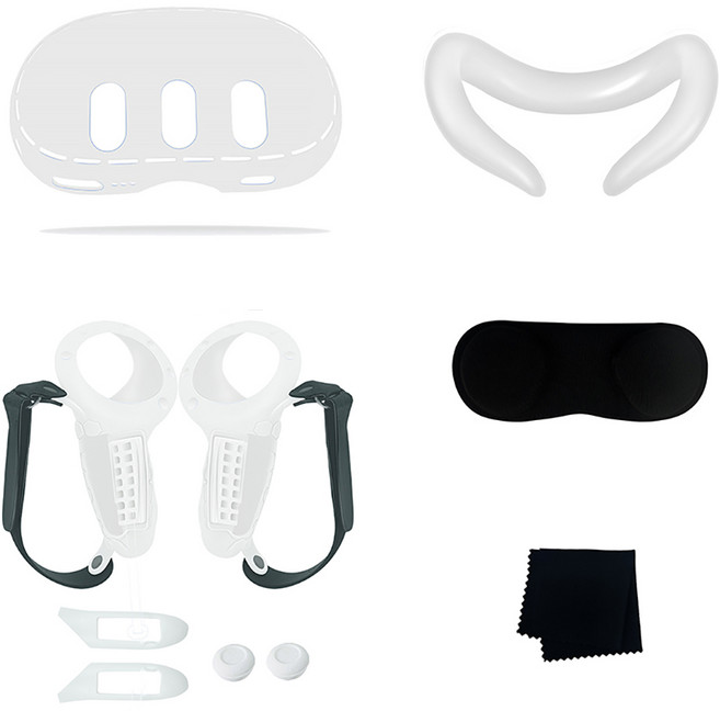 키치스 메타퀘스트3 보호 악세서리 올인원 10종 세트 실리콘 metaquest 3, 1개, 올인원 10종 세트(블랙)