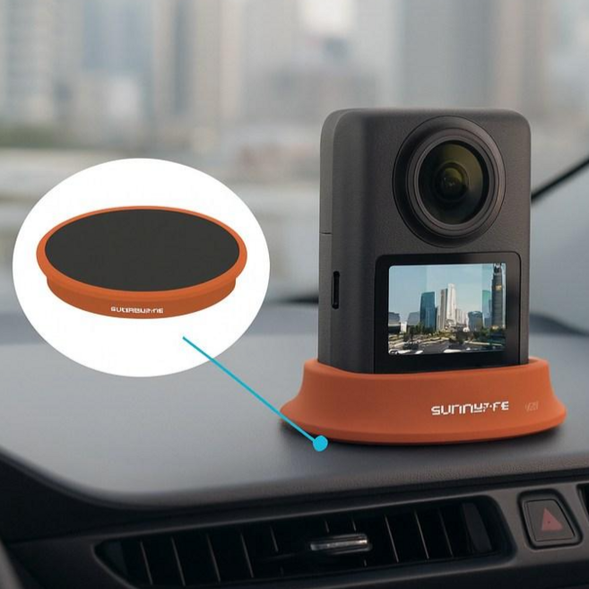 써니라이프 DJI 오즈모360 실리콘 스탠드 베이스 액션캠 프로덕트 디스플레이 액세사리, 오렌지, 카 베이스(접착 테이프)