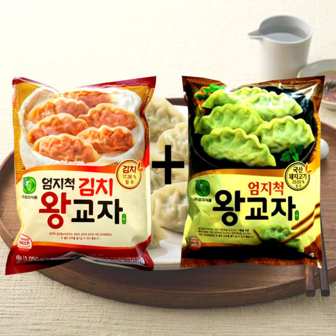 엄지식품 엄지 왕교자만두+김치왕교자만두 1+1, 2.1kg, 1개