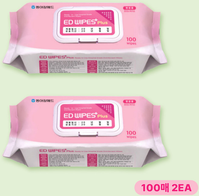 동아참메드 이디와입스 플러스 병원용 환경소독티슈 ED WIPES PLUS, 100매입, 2개
