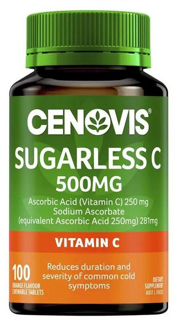 호주 세노비스 Cenovis Sugarless C 500mg Chewable 슈가레스 비타민C 500mg 오렌지맛 츄어블 정, 6개, 100정