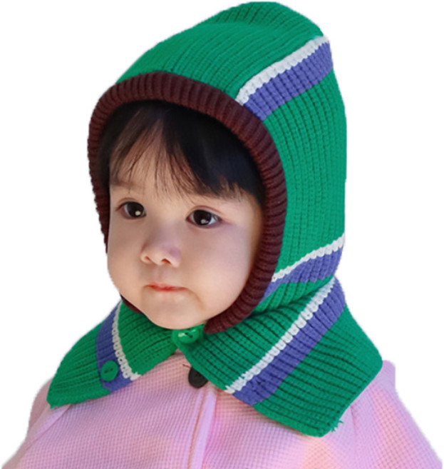 두두픽스 보씨엘 아동 스트라이프 발라클라바 레트로 후드 머플러 넥 워머 바라클라바 YZJ0231