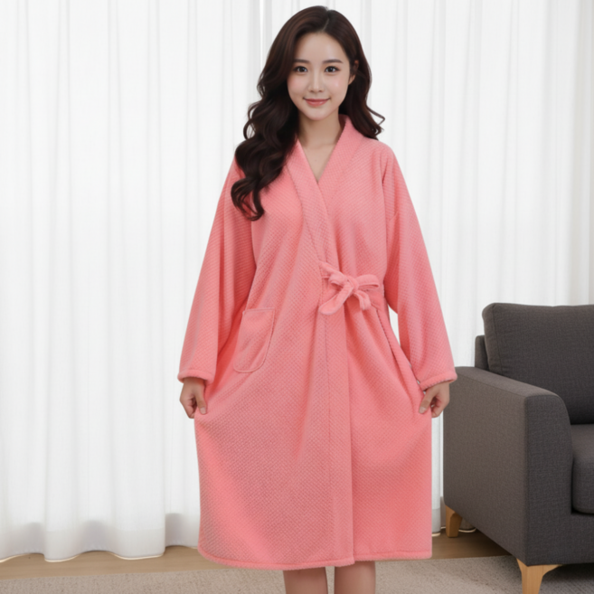 하모아 흡수력 강한 여성 샤워가운, 핑크, 1개